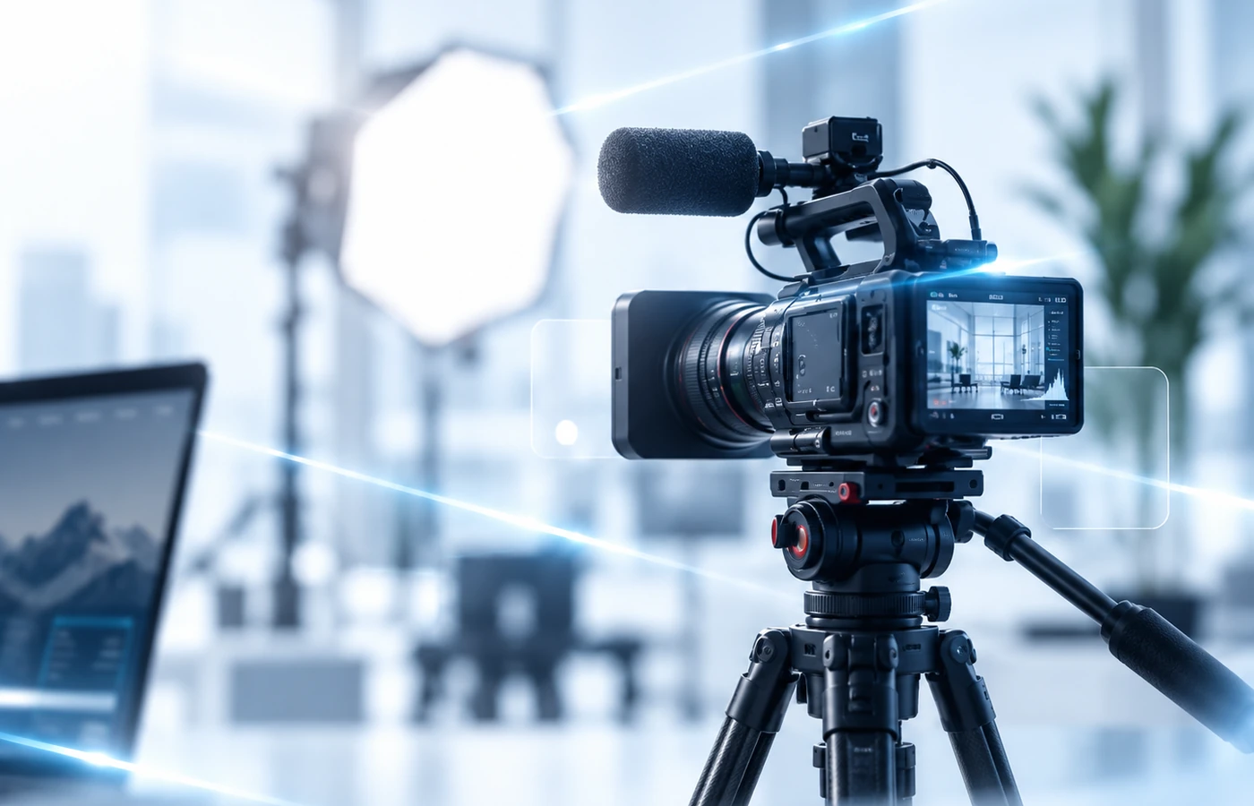 Profesjonalna kamera filmowa w nowoczesnym studiu